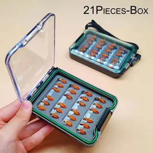 21Pcs #10 Artificial Dry Flies Bait For Trout/Bass/Carp Fishing Bait-Brass Head Nymph Fly Fishing Flies Artificial Fishing Lure+Fishing Boxes Fishing Tackle Kit