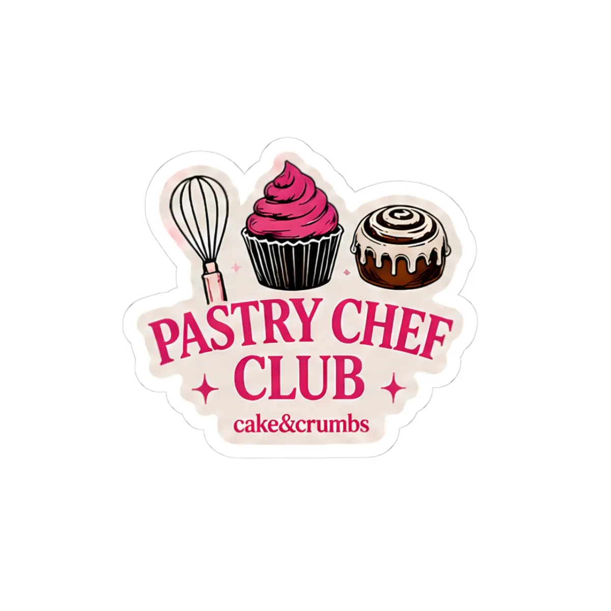 Pastry Chef Club Vinyl Adhesive Kiss-Cut Stickers for Bakers, Glossy Finish, Vibrant Color Payoff, 4 Sizes, Transparent, Eco-Solvent Inks, Ideal for Class Notes, DIY Scrapbooking, Available In Four Sizes, Bright Color Payoff