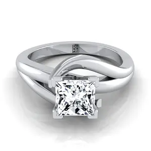 The Leah Twisted Solitaire Engagement Ring Setting for Princess Diamonds in Platinum