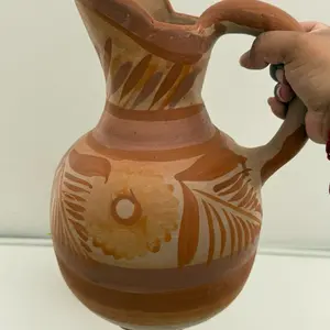 Handmade terracotta water pitcher 13” -4qts mexican vintage water pitcher.