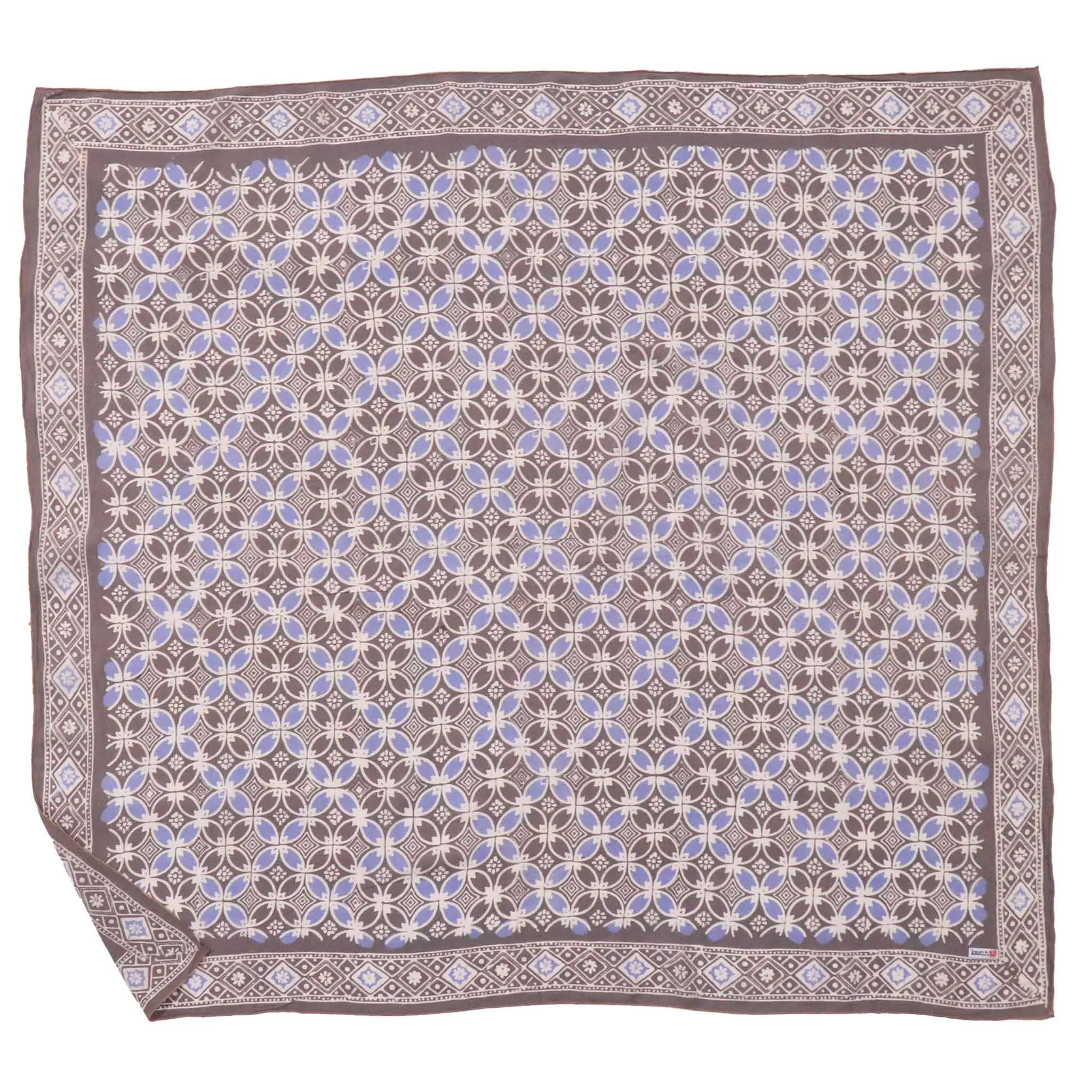 Large 39" Hand Dyed Batik Bandana Charcoal Gray, Size XL Scarf, Oversized