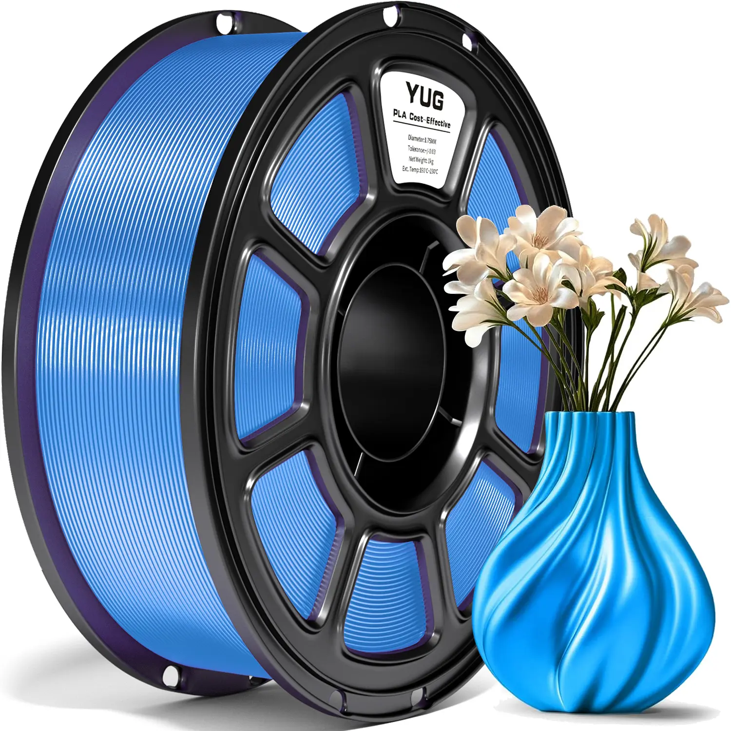 YUGMCOCE Ultra-Gloss Silk PLA 3D Printer Filament, 1.75mm Diameter, 300g & 1kg Black Options, Low-Warp High-Quality Supplies, Compatible with Most FDM 3D Printers, Ideal for Halloween Decor, Personalized Gifts, 1 Kg Black, Most Fdm 3D Printer