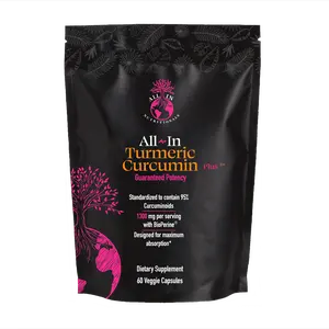 All-In Nutritionals Turmeric Curcumin Plus — 1300mg with 95% Standardized Curcuminoids & BioPerine | Supports Healthy Inflammation Response & Wellness During Fasting & Autophagy | 60 Veggie Capsules