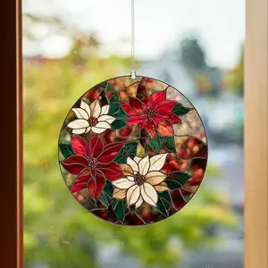 Poinsettia Sun Catcher – Festive Acrylic Christmas Window Hanging