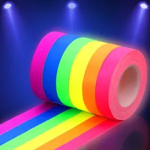 Auliand Glow Neon Gaffer Cloth Tape,UV Black Light Spike Tapes Neon No Residue Tape for Glow in The Dark Party Supplies, UV Party, Floor Marking & Art Crafts