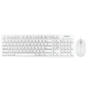 Macally  103-Key USB Keyboard with Shortcut Keys & 3-Button USB Optical Mouse Combo for Mac, White - Full-Size