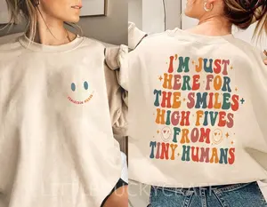 I'm Just Here For The Smiles High Fives Tiny Humans Sweaters, Pediatric Nurse Tee, Peds Nurse Gifts, Pediatric Nurse For Womens, Peds Crew