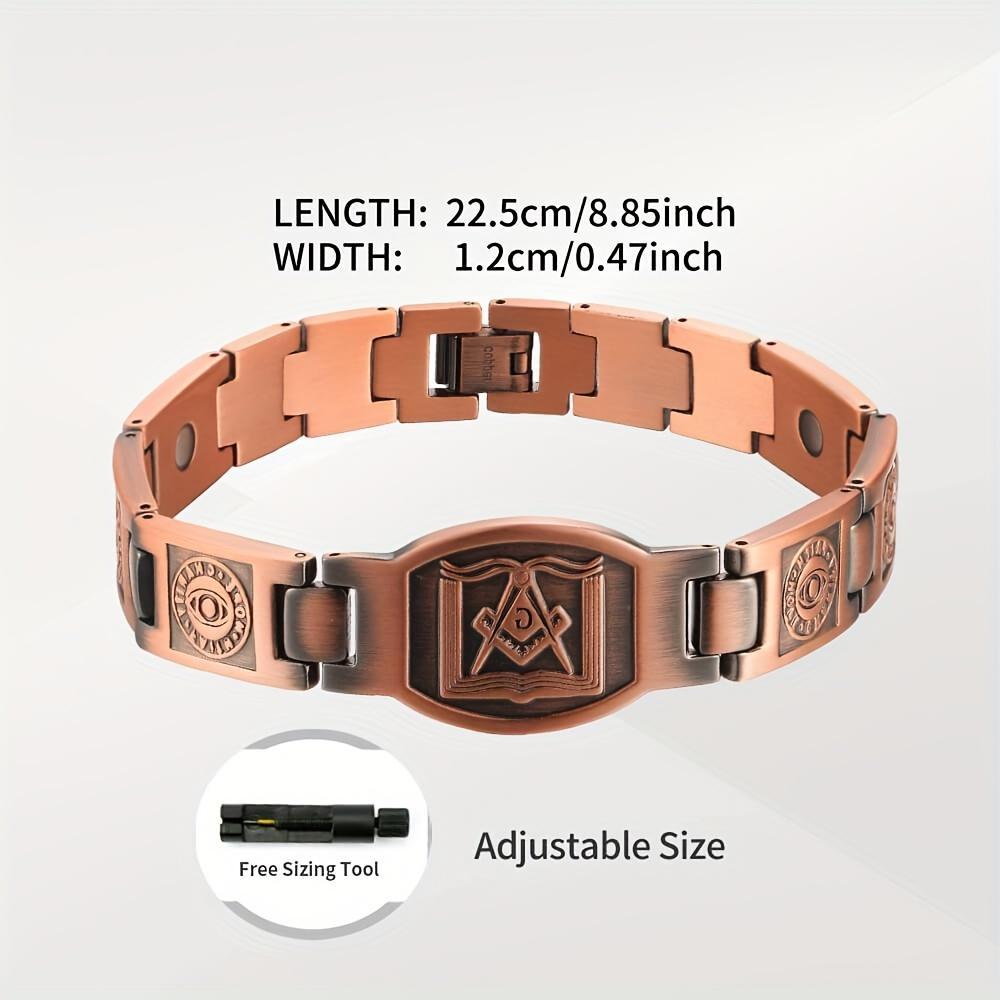 GGIRL Vintage Heave Solid Pure Copper Bracelet For Men,Effective Uitra Strength Magnetic Copper Bracelet-Adjustable Length Wearable Durability Men's Jewellry