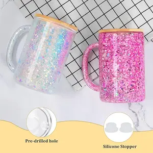 15oz Snow Globe Coffee Mug with Glitter Handle Festive Theme for Coffee Lovers & Festive Occasions