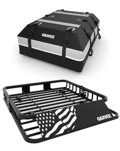 GARVEE 51" x 36" Universal Roof Rack Basket, 200 Lbs Capacity Rooftop Cargo Carrier Basket With 15 Cubic Feet (44" x 34") Waterproof Luggage Bag, for Suvs, Trucks, Vehicles