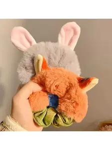 New stylish cartoon patchwork plush hair ties for girls, autumn and winter scrunchie hair accessories