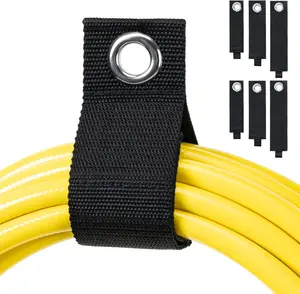 6 Pack Extension Cord Hanger Organizer for Garage Storage, Heavy Duty Straps Fit on Hooks or Nails Easily for Hose and Rope, Hangable Metal Industrial