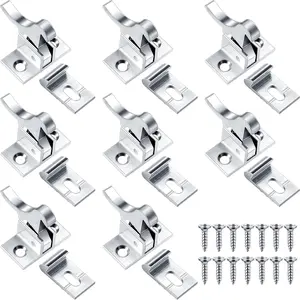8 Pcs Brass Heavy Duty Cabinet Door Latch Closets Door Elbow Latch with Mounting Screws Hardware for Bedroom Bathroom Window Catch(Silver)
