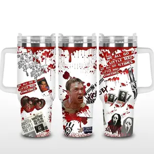 Ghostface Scream Horror Movie Character 40oz Tumbler With Handle, Movie Scream 30th Anniversary Tumbler 40oz, Movie Lover Gift