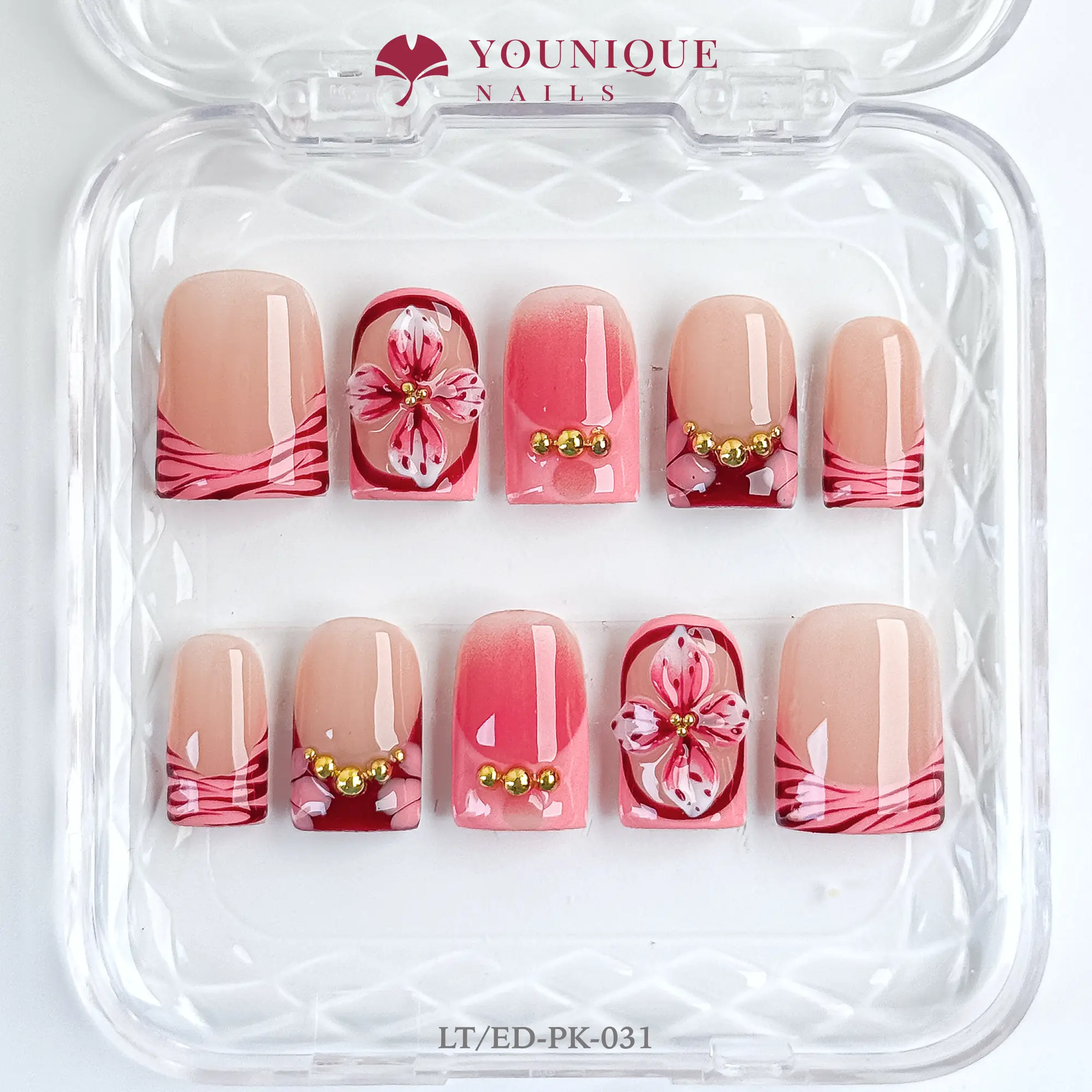 Younique Handmade Press-On Nails, 10PCS Reusable Gel-Acrylic Nail Decor with Artistic Look & Custom Sizes