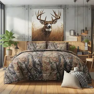 Realtree All Purpose Camo Twin Comforter Set 2 Piece Polycotton Rustic Farmhouse Bedding with 1 Pillow Sham – Hunting Cabin Bed Set Perfect for Camouflage Bedroom - (65"x90")