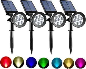Solar Spot Lights Outdoor Color Changing, 8 Lighting Modes 2-in-1 Solar Lights Outdoor , Auto On/Off Multicolor Solar  Landscape Spotlights for Garden Patio Yard Pool, 4 Pack