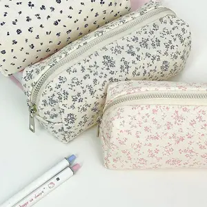 Small Fresh Floral Pen Bag Large Capacity Pencil Case Multifunctional Stationery Storage Bag Student School Organizer Supplies
