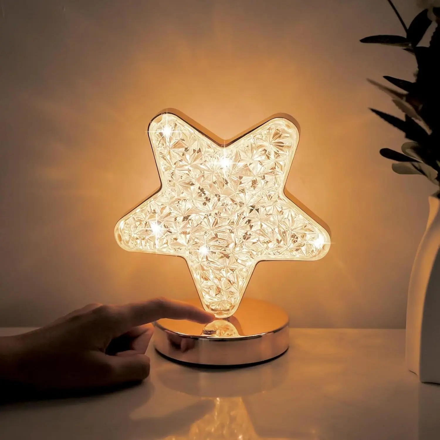 Celestial Dimmable Crescent Moon Star LED Desk Lamp - Touch-Control, Adjustable Brightness, Unique Decor, Battery-Operated Figurine, Built to Last, Elevate Your Space, Festival Home Decor Statue, Festivals