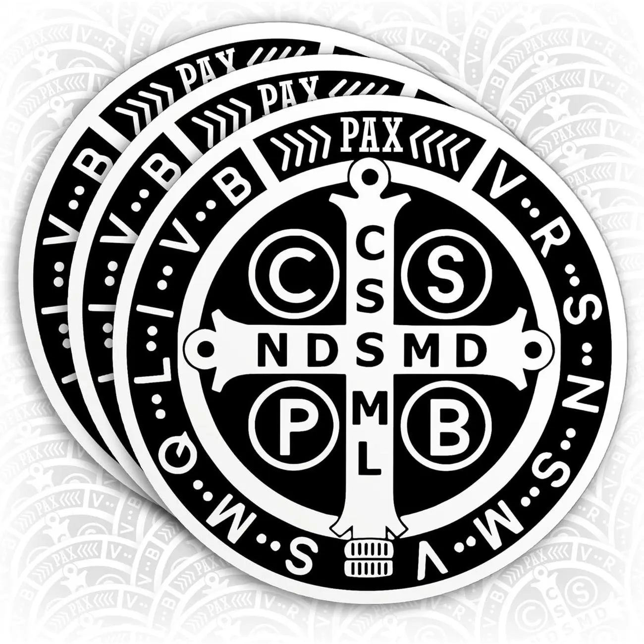 St Benedict Medal Catholic Sticker Saint Benedict Stickers Christian Religious God Bible Faith Waterproof Vinyl Decal Sticker for Laptop Water Bottle Hardhat Gifts for Her Him Adults W