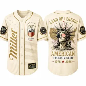 American Freedom Baseball Jersey, 1776–2026 Patriotic Button Up Shirt, Vintage USA Beer Inspired Game Day Apparel For Men Women