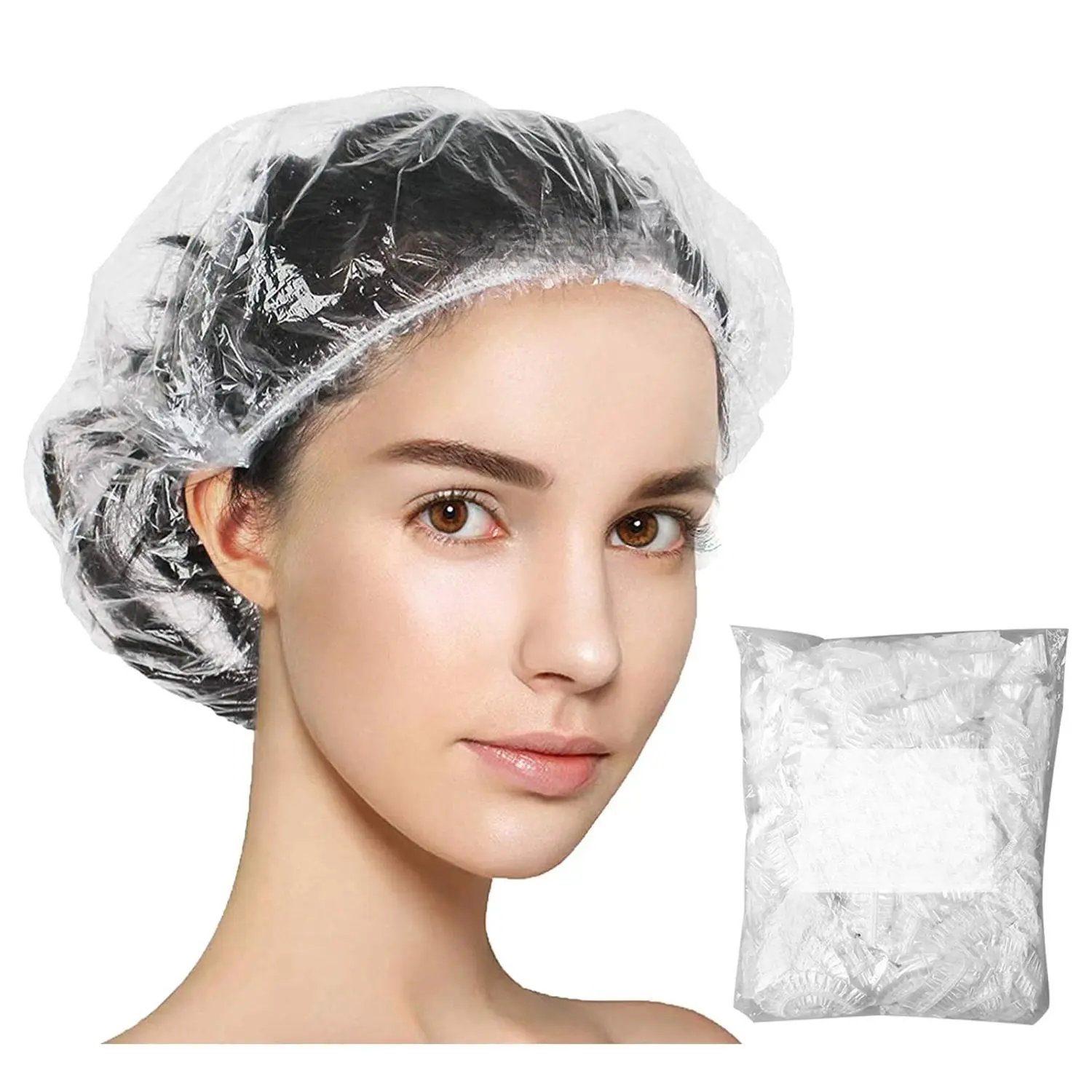 Disposable Shower Caps 30 PCS Clear Waterproof Plastic Wraps for Women Hotel Travel Essentials Accessories Hair Caps 17.3" Premium Quality Thicker Free Size