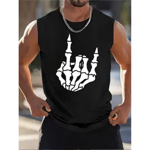 Men's Tank Tops Ed Tee with Skeleton Hand Sign Graphic Design2026 Summer Unisex Vest/Fitness Casual Printed T-Shirt