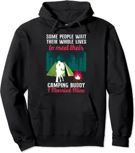 Camping Buddy I Married Mine Tent Couples Family Pullover Hoodie - Elizabethmc Shop 43B09J2MW8GK