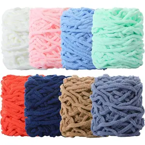 8 Pack Chunky Chenille Yarn for Crocheting Soft Thick Fluffy Yarn for Hand Knitting Bulky Velvet Blanket Plush for Weaving DIY Crafts Each 3.5 oz 55 Yards(Multicolor)