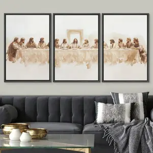 No-frame Wall Art Set of 3 Jesus The Last Supper Art Poster Minimalist Modern Vintage Jesus Christian Farmhouse Wall Art Decor