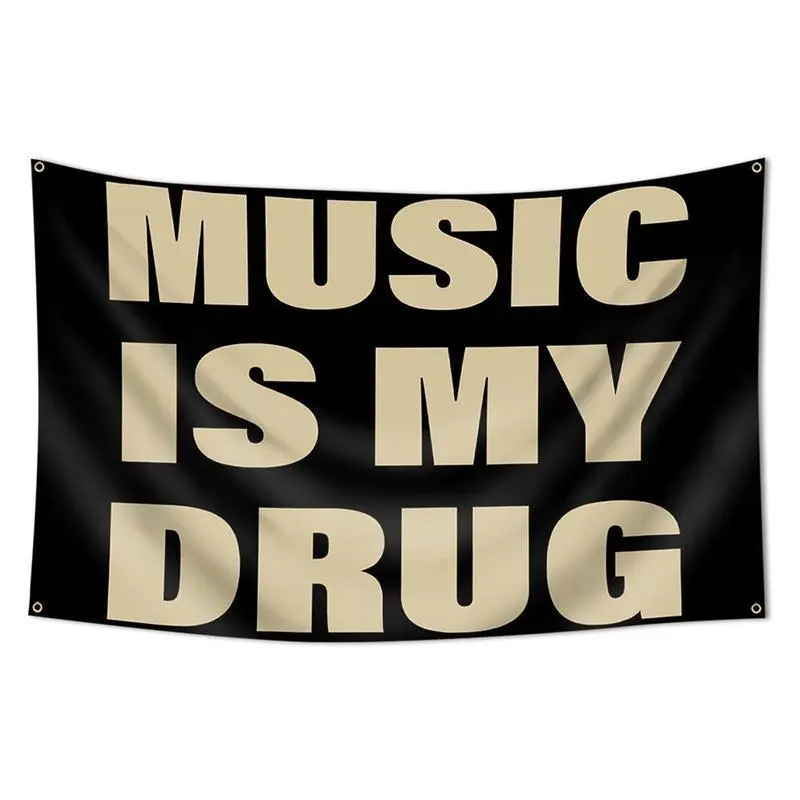 Lightweight Music Is My Drug Tapestry, 3x5 Ft Indoor-Outdoor Wall Banner, Home Decor for Dorm Room, Bedroom, Study Room bedroom decor tapestry cheap bedroom decor chill room accessories,evangelion,family,extra,rivalry,uv,last,suitable