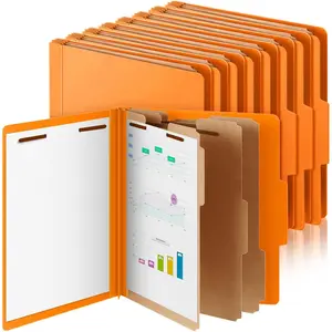 12 Pcs Classification Folders Letter Size, 3 Divider Pressboard File Folder with Fasteners, Expanding File Organizer Bulk for School Teachers, Office Employee, Coworker, Staff (Orange)