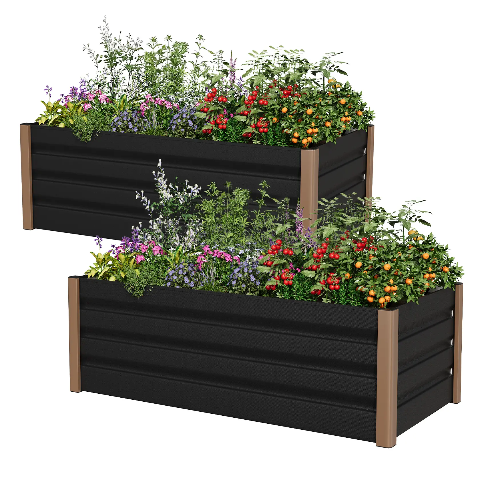 GARVEE Extra Tall Rust‑Proof Aluminum Raised Garden Bed, Large Open‑Bottom Outdoor Planter Box Kit, Featuring Rounded Safety Corners & Anti‑Cut Trim for User Protection, Sturdy & Long‑Lasting Construction, Ideal for Vegetables, Herbs and Flowers Planting
