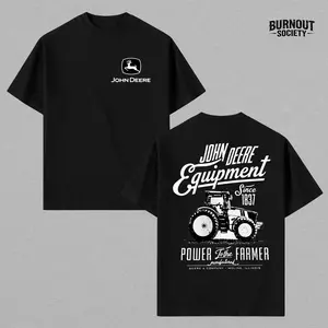 Vintage John Deere Equipment Power to the Farmer T-Shirt – Retro John Deere Agricultural Machinery Graphic Tee, Diesel Farming Apparel, Heavy Equipment Inspired Design, Farmer Gift for Dad, Classic Harvest Field Sketch Unisex Shirt