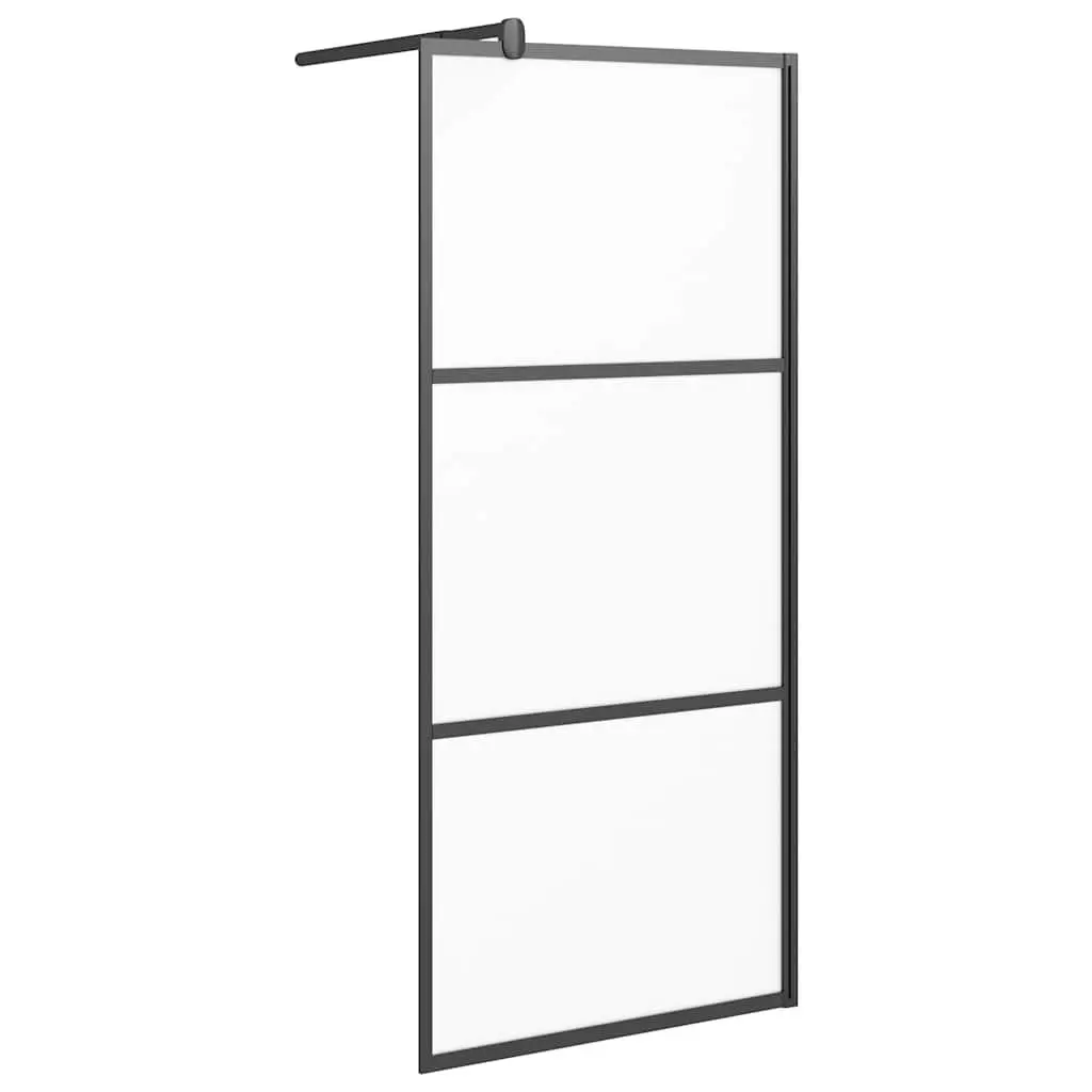 vidaXL Walk-in Shower Enclosure, Bathroom Wall Panel with Adjustable Supporting Bar, Shower Screen, Black Frame with Frosted ESG Glass 151877