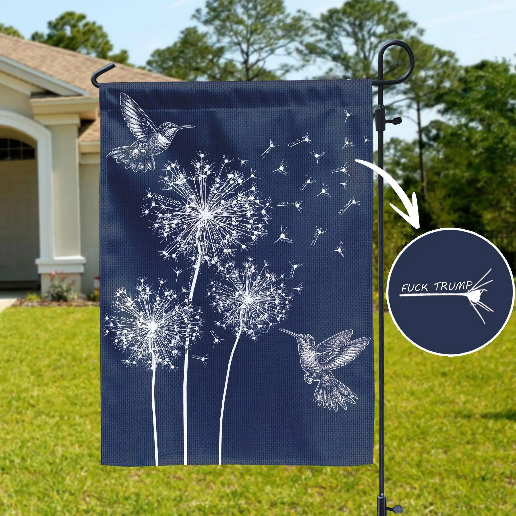 Subtle Floral Fck Trump Flag Garden Anti Trump Flag Fdt Flag Resist Flag Protest Flag Hate Trump Flag Decor Anti Republican Flag