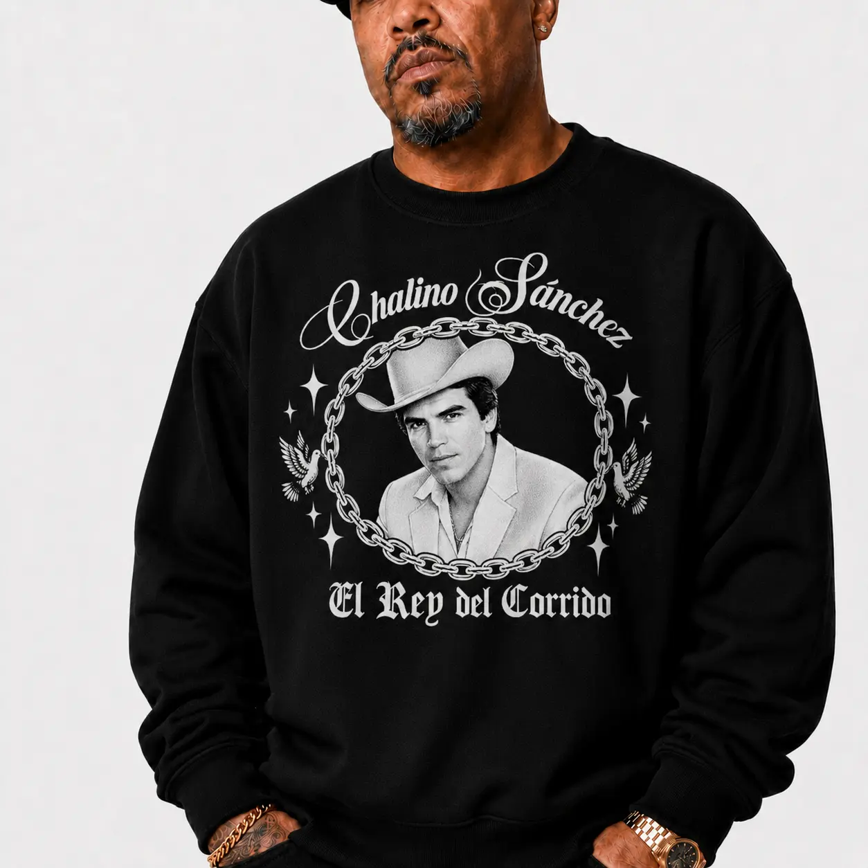 CHALINO SÁNCHEZ The King of Corrido Memorial Graphic Sweatshirt, Hoodie & T-Shirt – Mexican Chicano Style Vintage Clothing Streetwear For Men Women