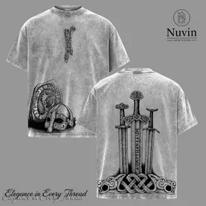 Thórr Jörmungandr Viking Rune Serpent T-Shirt, Norse Mythology World Serpent Graphic Tee, Vintage Washed Nordic Streetwear Top, Odin Symbol Heavy Cotton Unisex Shirt, Viking Gift