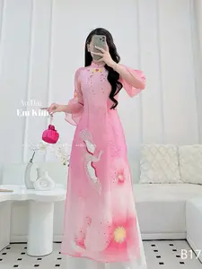 Pink tapta design Modern Ao Dai |B17 | Ao Dai for Women| Lunar New Year | Ao Dai Viet Nam