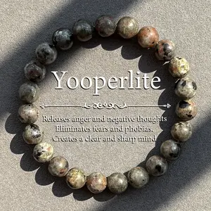 Yooperlite Beaded Bracelet Unisex Elastic Gemstone Jewelry for Men & Women Eliminates Anger Enhances Mental Clarity Perfect Gift