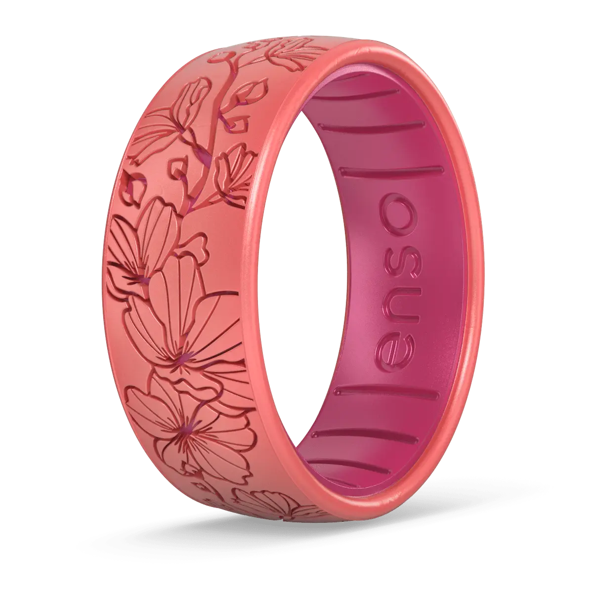 Enso Rings Etched Botanical Silicone Ring | Comfortable Everyday Band | Lifetime Warranty