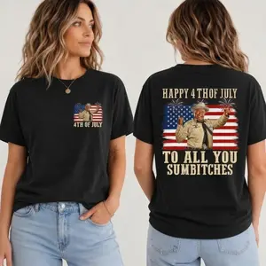 Funny Happy 4th Of July To All You Sumbitches T-Shirt, Retro Smokey And The Bandit Movie Gift Tee