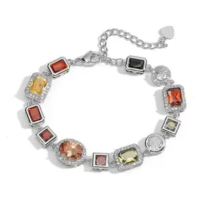 (White and gold) Unisex colored brick bracelet.