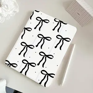 Ribbon dot pattern, with adjustable bracket and pen slot, foldable non-slip TPU protective case, suitable for iPad mini, iPad Air, iPad Pro/iPad 10th generation, 11th generation and other series of iPad protective cases
