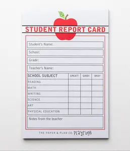 The Paper & Pen Co. Playtime Pad - Student Report Card 4" x 6" 50 Sheets Made in USA Fun Play Teacher Notepad