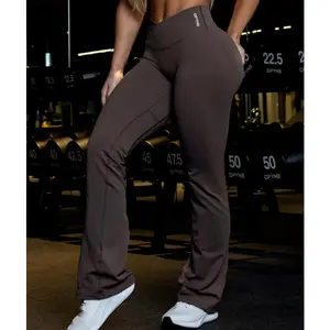 2026 DFYNE Vision Flare Leggings Seamless Crossover V-Waist Invisible Scrunch Butt Lift High Stretch Yoga Gym Pants