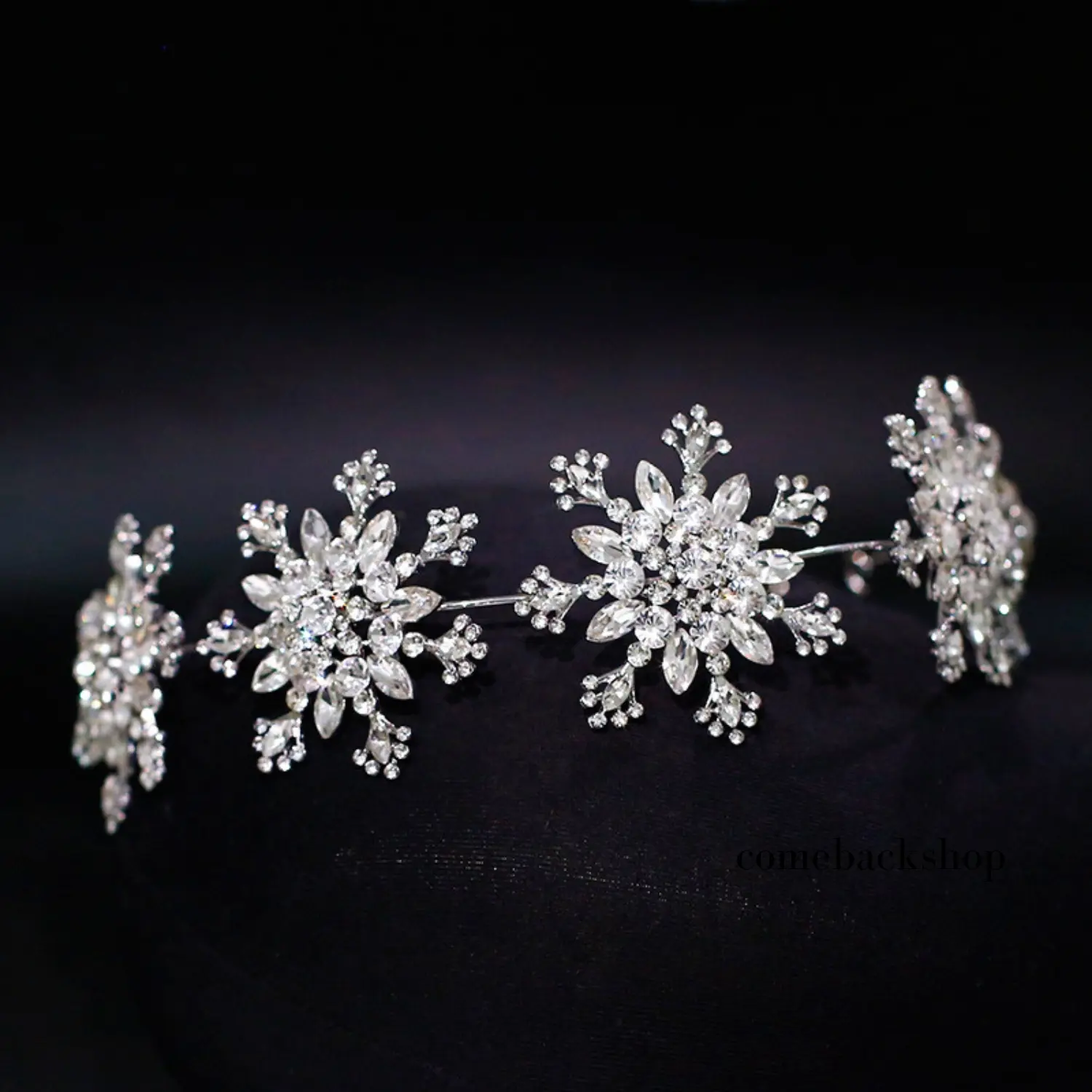 Products Rhinestone Snowflake Headband Tiara Hairbands Xmas Crown Hair Hoop Headpiece for Holiday Party Decorations