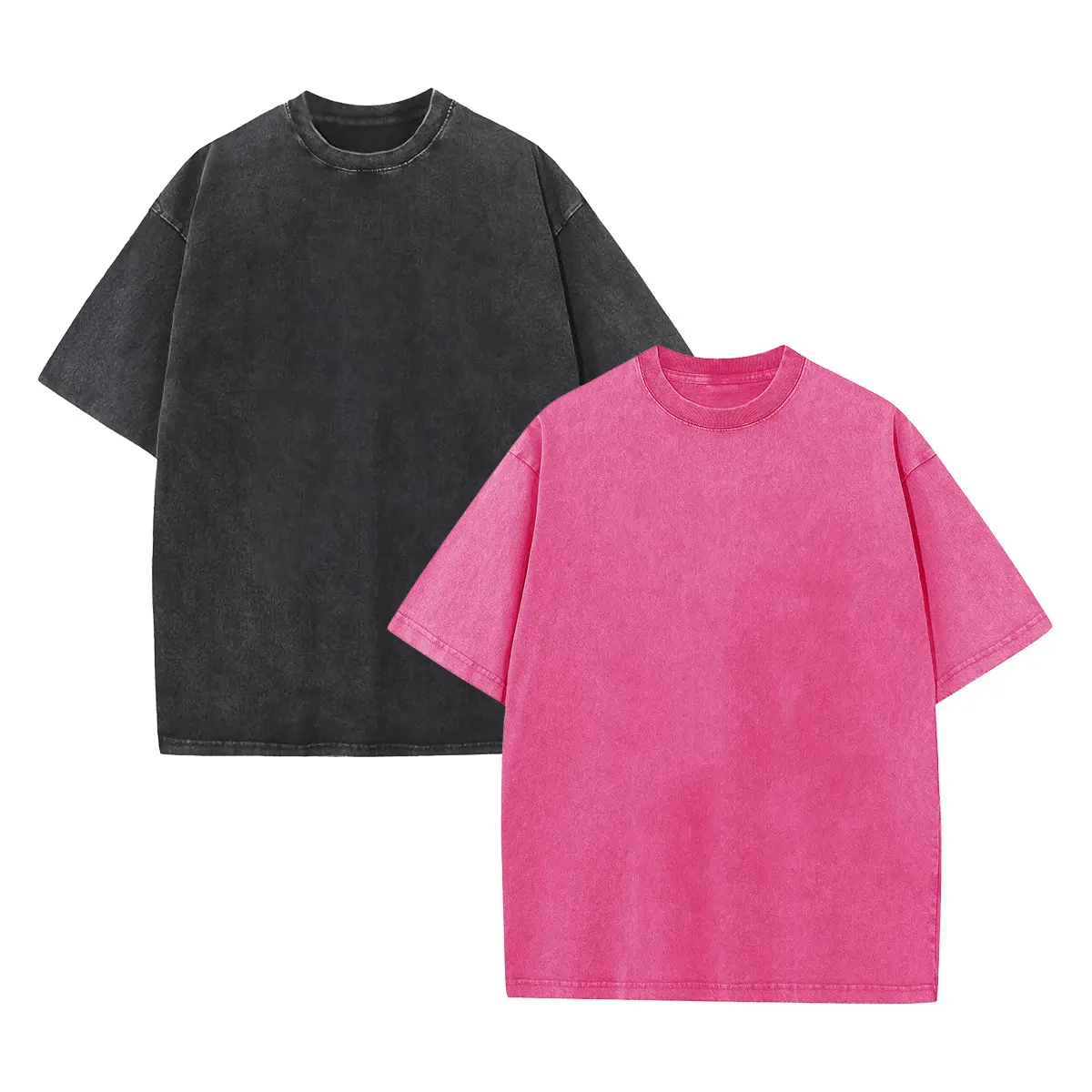HarleyLand 2-Pack Women’s Vintage Washed T-Shirts, Soft Cotton Loose Fit Short Sleeve Crewneck Basic Tees, Solid Color Casual Summer Tops for Streetwear, Lounging, and Everyday Outfits