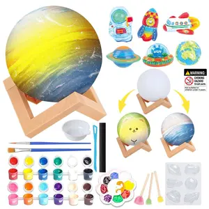 Handmade DIY Moon Lamp + Space Doll Coloring Set, Kids Doodle Educational Toy, Best Gift for Boys Girls Ages 5+, Holiday Present