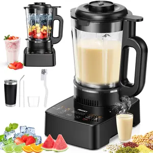 PRASKY Blenders for Kitchen with Glass Jar,Heating Blender & Maker,Multifunctional Cooking Blender 55 OZ,24H Delay Star,1500W Heating Power,Makes Smoothie, Soy Milk,Juice,Soup